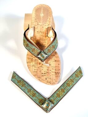 Lindsay Phillips SwitchFlops Turquoise Jacquard Interchangeable Straps Sz M